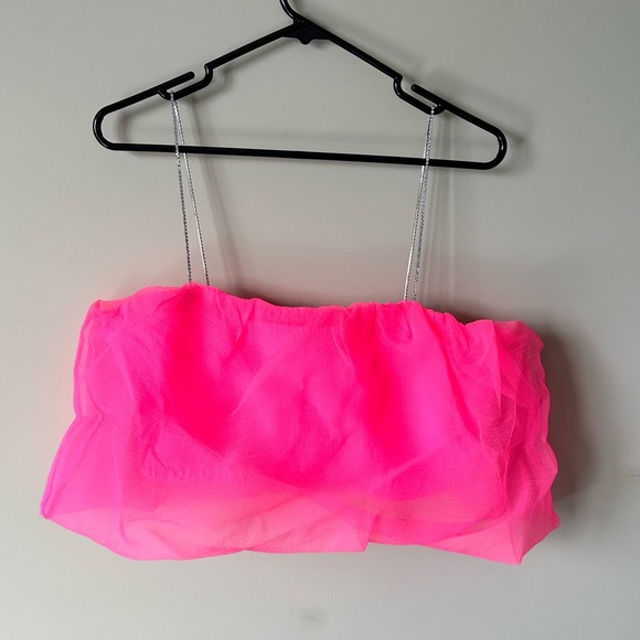 NWT Maeve Diamond-Strap Crop Top in Hot Pink Size Large Barbiecore - Picture 5 of 8